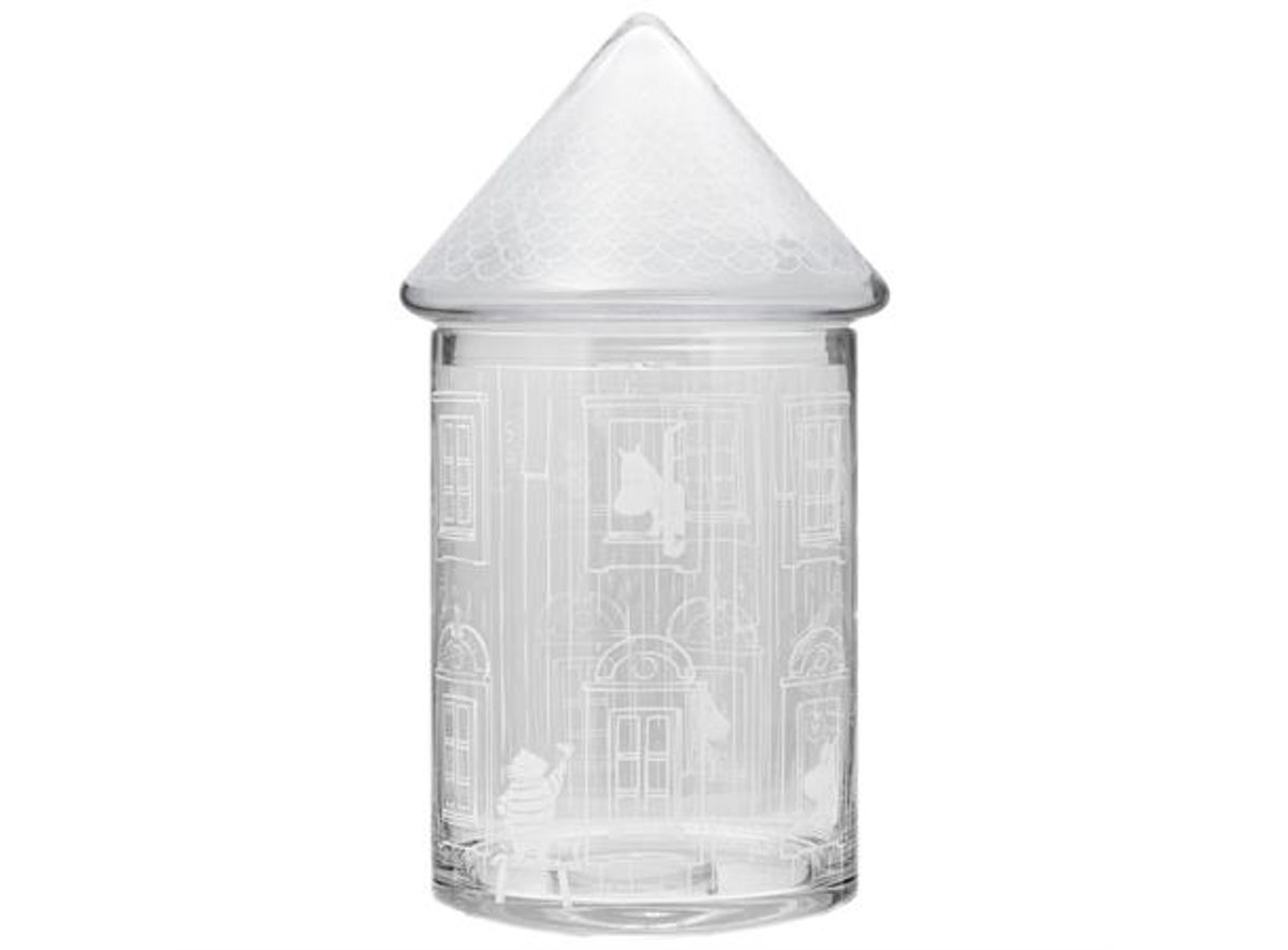 Mummi glasskrukke med lokk - Mummihuset 15x30cm Mummihuset